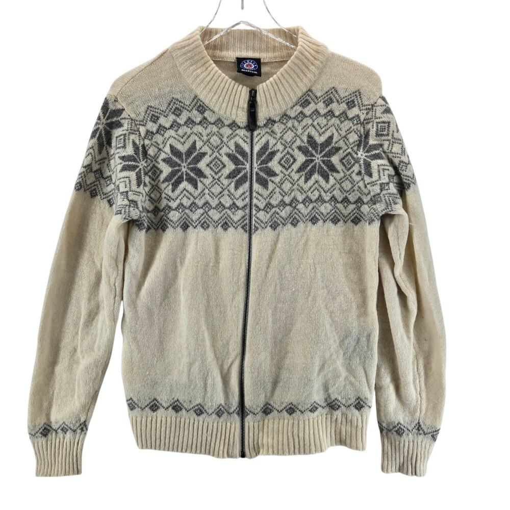 Icewear Iceland Sweater‎ Womens Medium Wool Angora Nordic Ivory Gray Full Zip